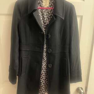 Tulle Black Wool Blend Pea Coat